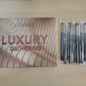 UCANBE Luxury Gathering 60 Color Pressed Eyeshadow Palette & 15 pc Brush Set NEW